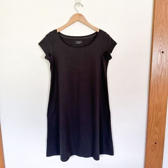 Eileen Fisher Women’s Petite Organic Cotton Lyrca Blend Ballet Neck Dress Graphi - Picture 2 of 7